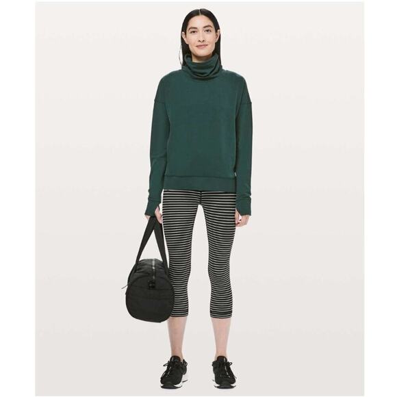 Lululemon Wunder Under Crop (High-Rise) *21" SZ 2 Stripe Black White - Picture 2 of 9